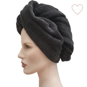 Haarhanddoek biokatoen antraciet